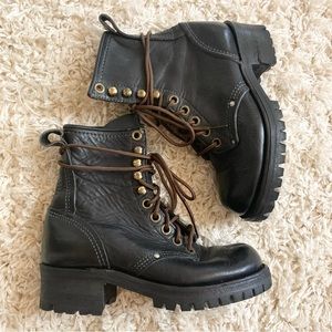 Vintage Leather Lace Up Boots